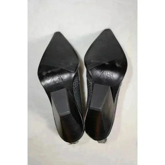 Zara Dark Grey Animal Print Mock Croc Cowboy Ankle Boots UK5 EU38 US7.5 - Picture 11 of 12